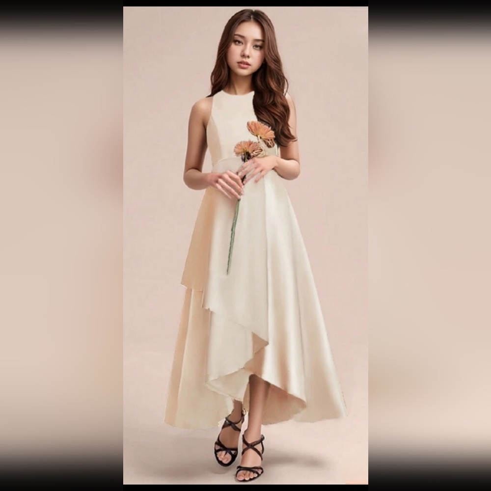 Elegant Cream Sleeveless Dress